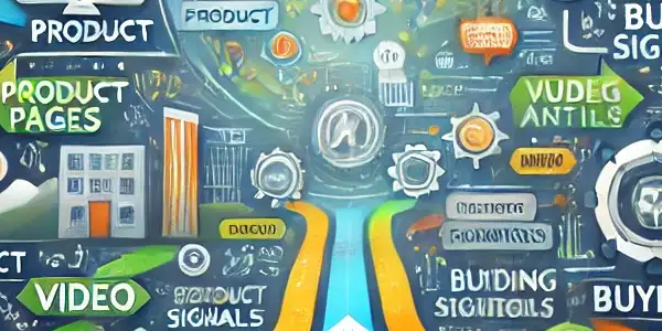 现代数字营销信息图，展示网站流量入口及用户意图。