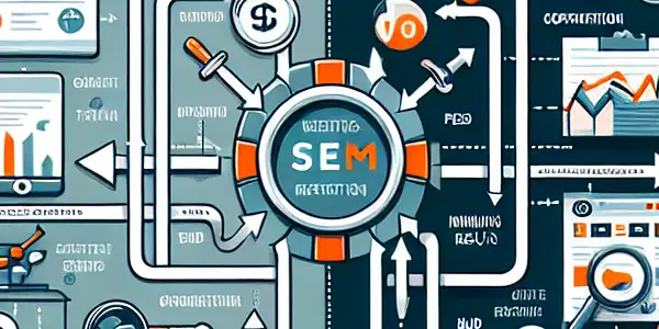 SEO与SEM的区别与联系，包含优化流程、付费广告和流量增长目标。
