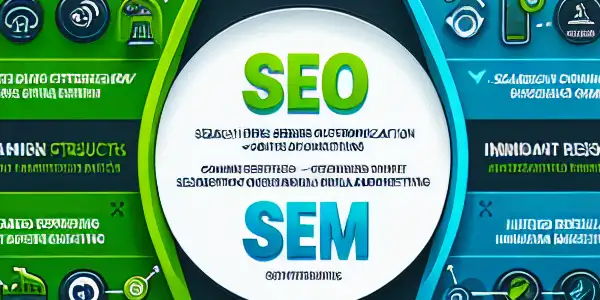 SEO与SEM的区别与联系，展示流量与转化率的共同目标。